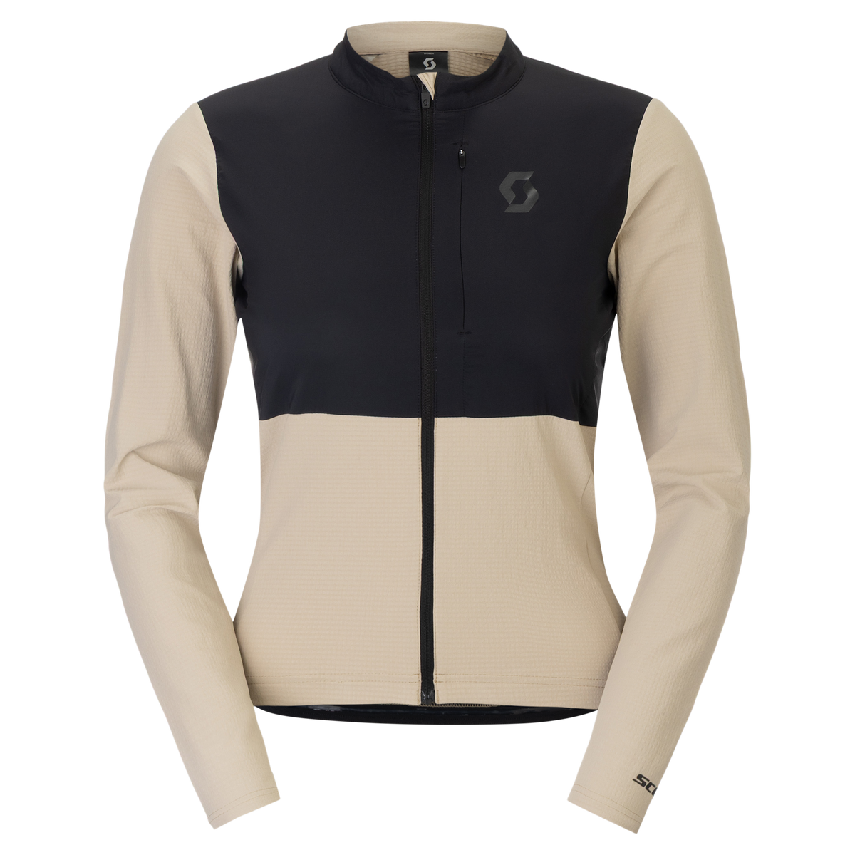 SCOTT Endurance Warm Langarm-Radtrikot Damen Portobello Beige - Black Vorderansicht