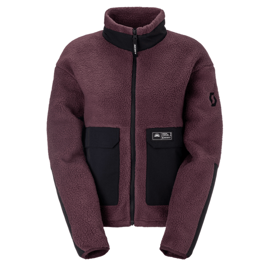 Giacca in pile SCOTT Escape Heritage da donna – Cocoa Red - Black, vista frontale