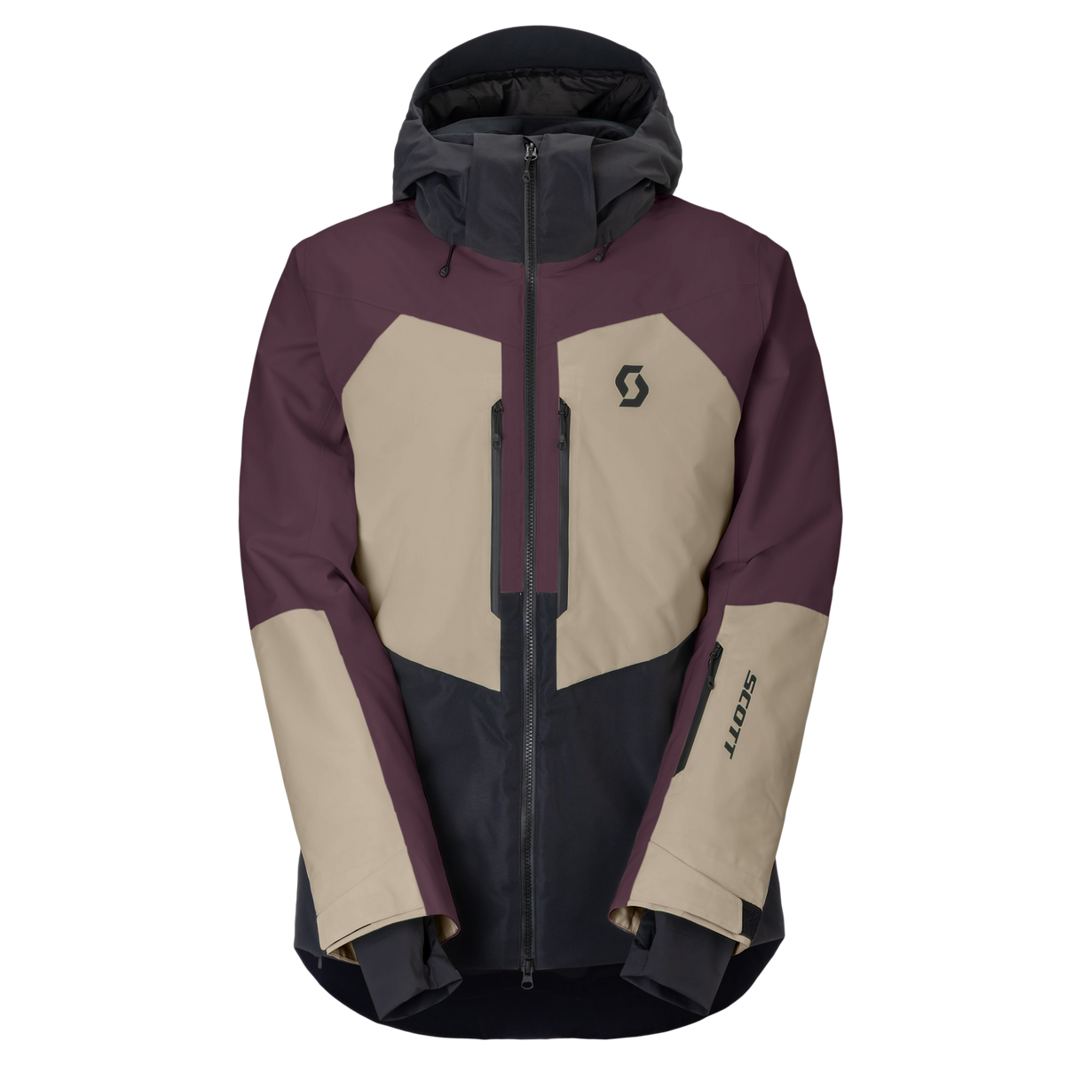 SCOTT Ultimate Dryo Men's Winter Sports Jacket – Cocoa Red - Portobello Beige – Front View