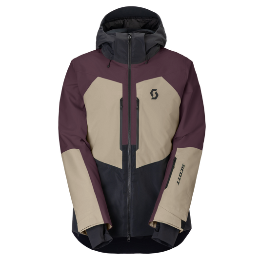 SCOTT Ultimate Dryo Wintersportjacke Herren – Cocoa Red - Portobello Beige – Vorderansicht