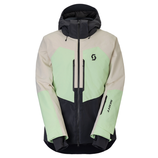 SCOTT Ultimate Dryo Men's Winter Sports Jacket – Latte Beige - Vapour Green – Front View