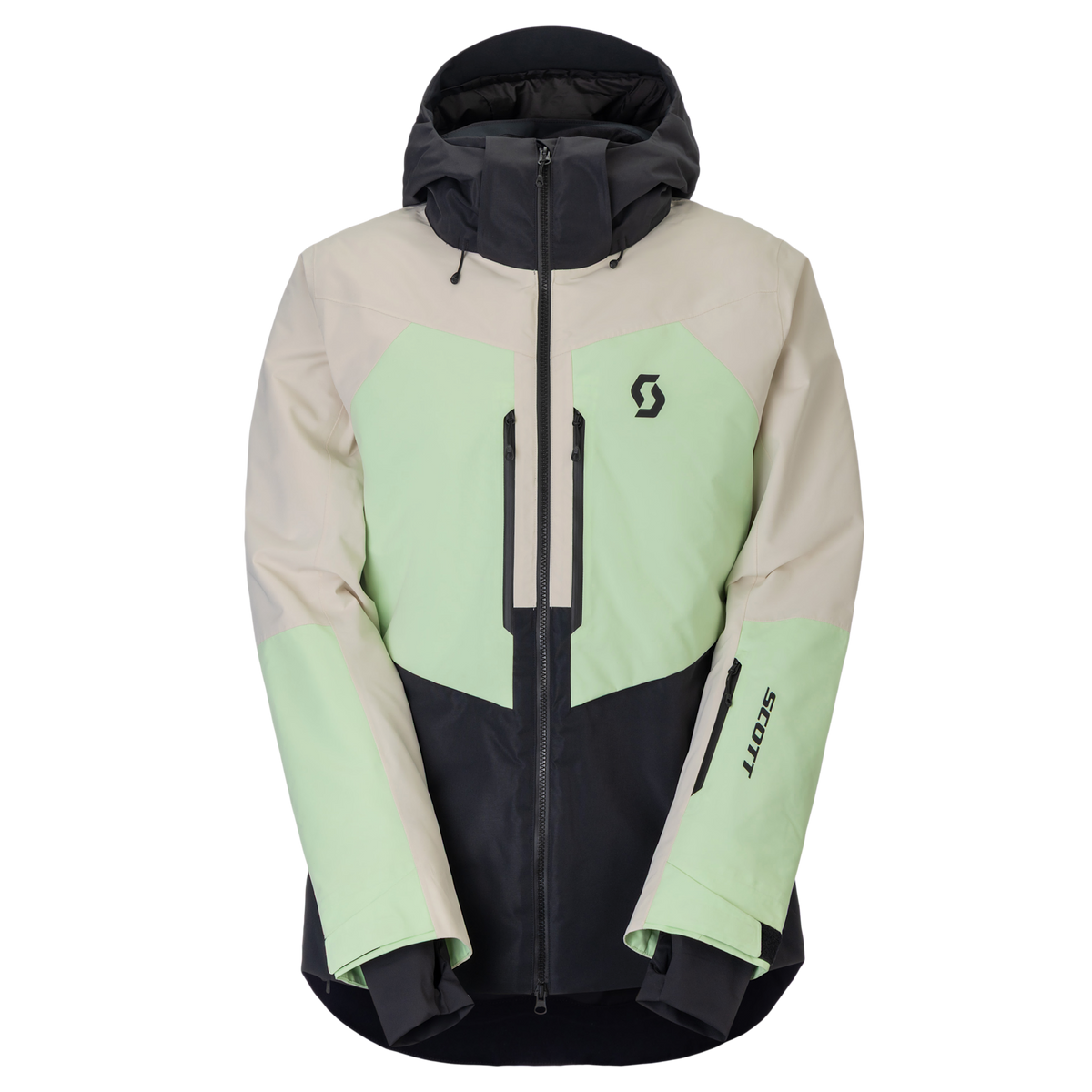 SCOTT Ultimate Dryo Men's Winter Sports Jacket – Latte Beige - Vapour Green – Front View