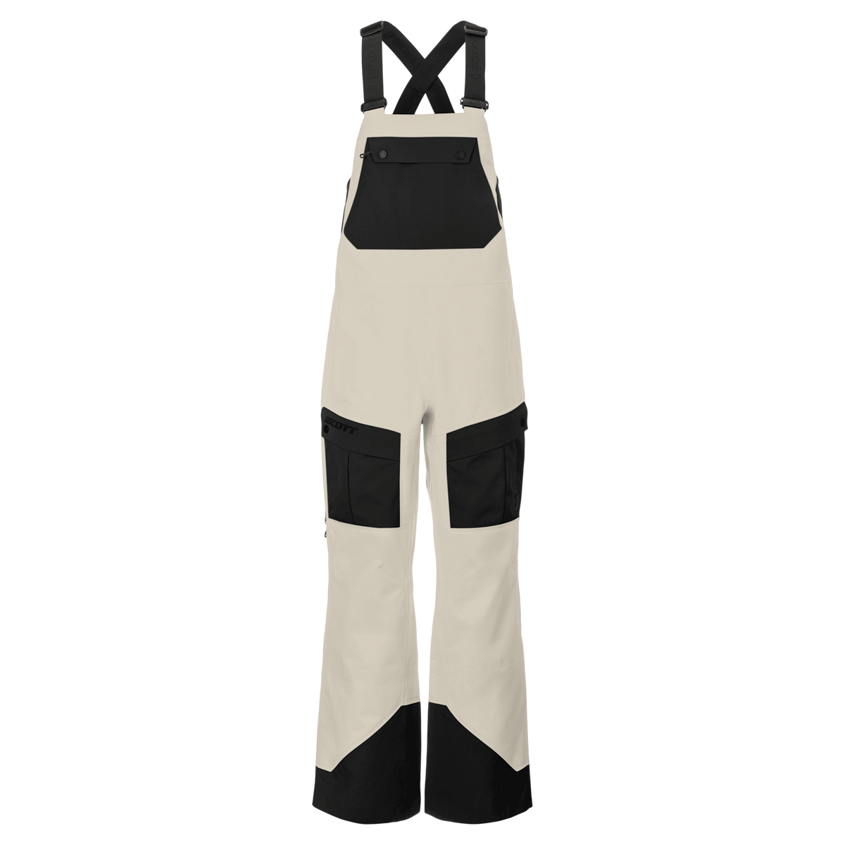Pantaloni da sport invernali SCOTT Vertic Utility 3L da donna, colore Latte Beige - Nero, vista frontale