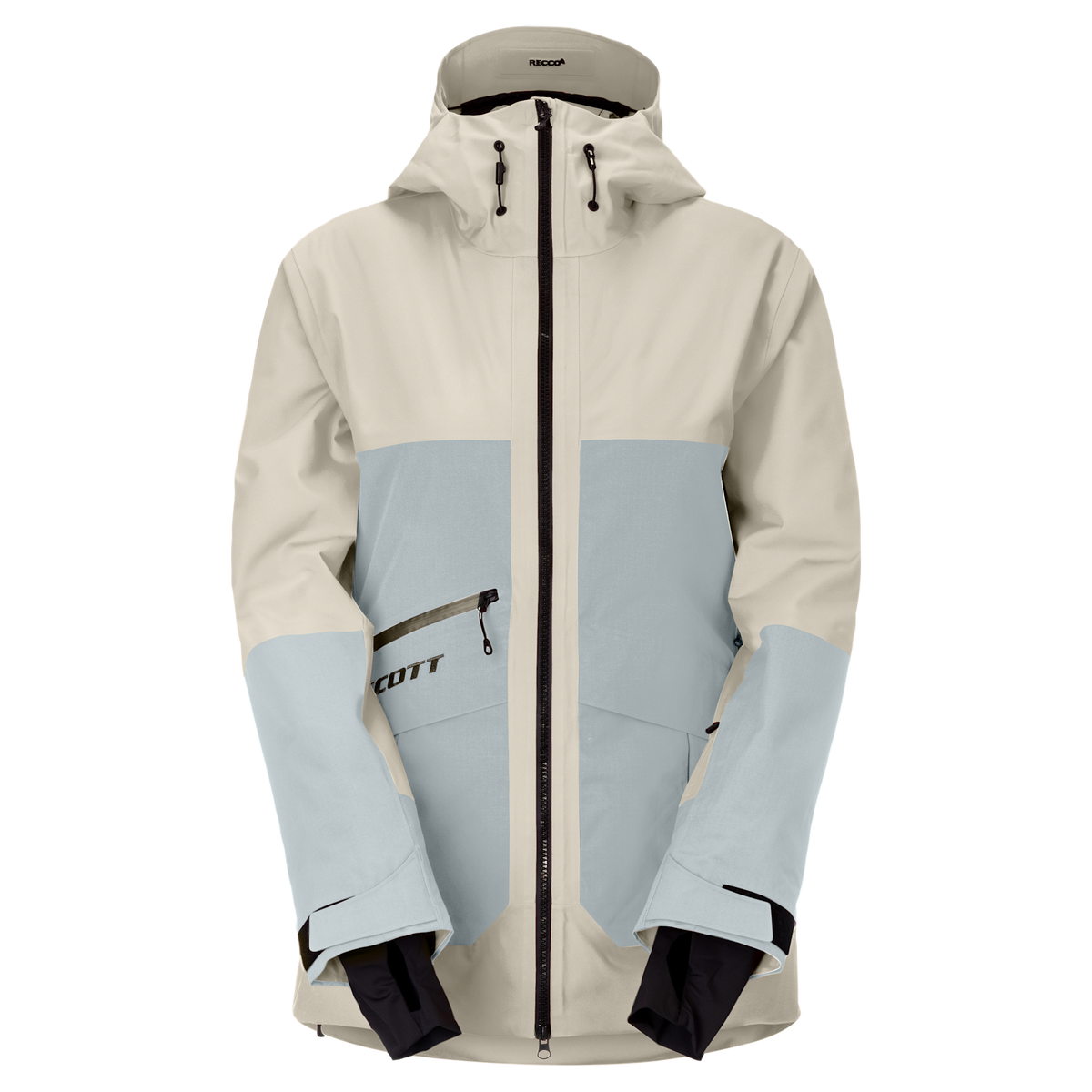 SCOTT Ultimate Dryo Utility Women's Winter Sports Jacket, Latte Beige - Mist Blue (Front View)