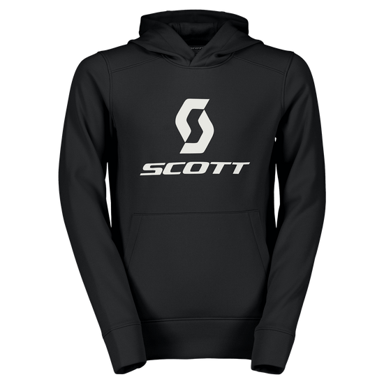 Sudadera con capucha SCOTT Icon para niños – Negra – Vista frontal