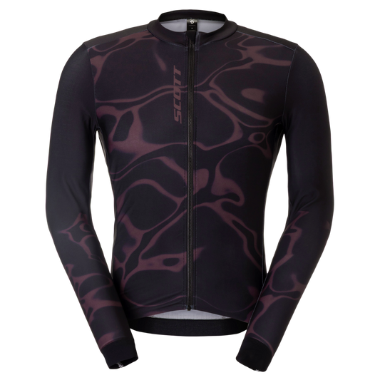 SCOTT Pro Mid Langarm-Radtrikot Herren Cocoa Red - Black Vorderansicht