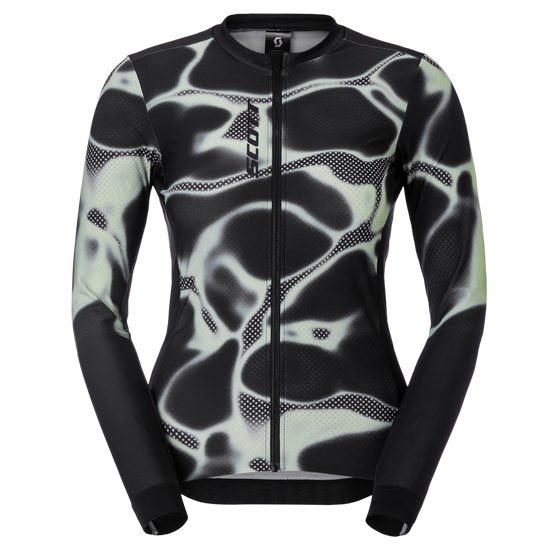 SCOTT Pro Mid Langarm-Radtrikot Damen Black - Vapour Green Vorderansicht