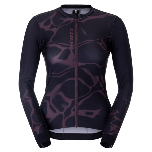 SCOTT Pro Mid Langarm-Radtrikot Damen Cocoa Red - Black Vorderansicht