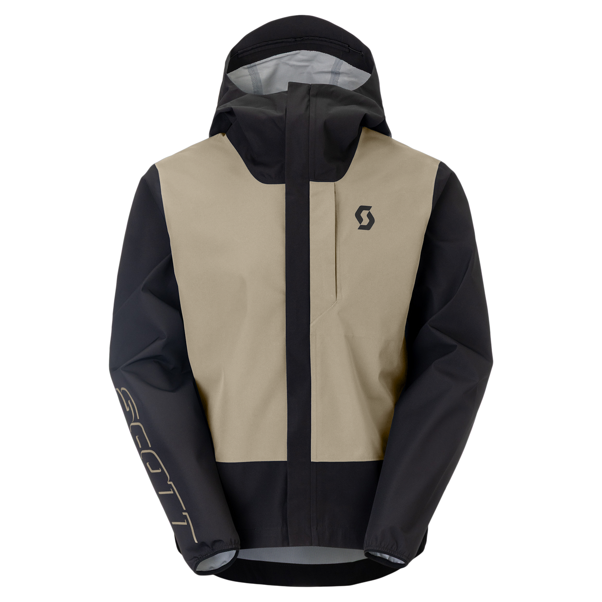 SCOTT Vertic 2.5L Waterproof Fahrradjacke Herren Black - Portobello Beige Vorderansicht