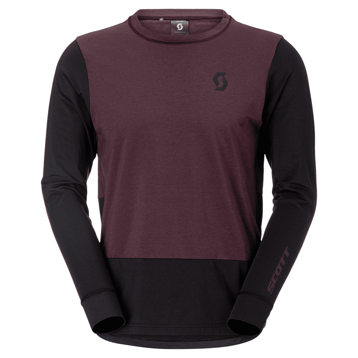 SCOTT Vertic Pro Mid Langarmshirt Herren Cocoa Red - Black Vorderansicht