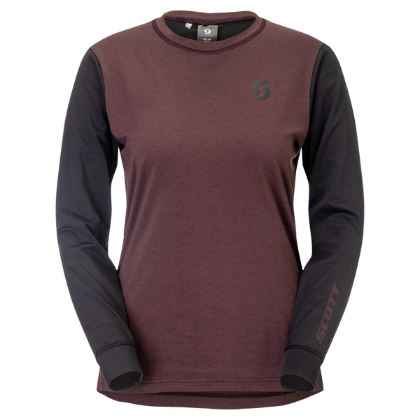 SCOTT Vertic Pro Mid Langarmshirt Damen Cocoa Red - Black Vorderansicht